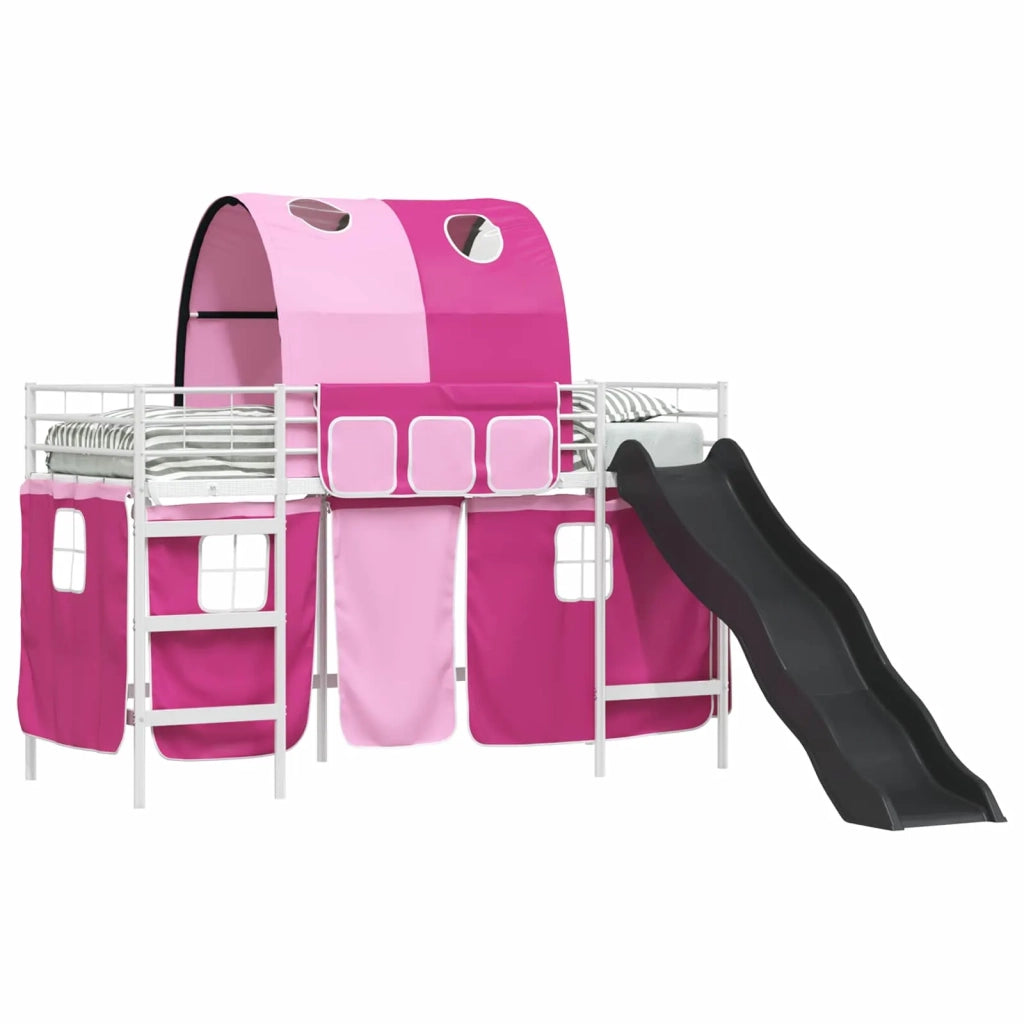 Struttura del letto loft per bambini-Giroletto per bambini Bianco e Rosa 90 x 190 cm 863475