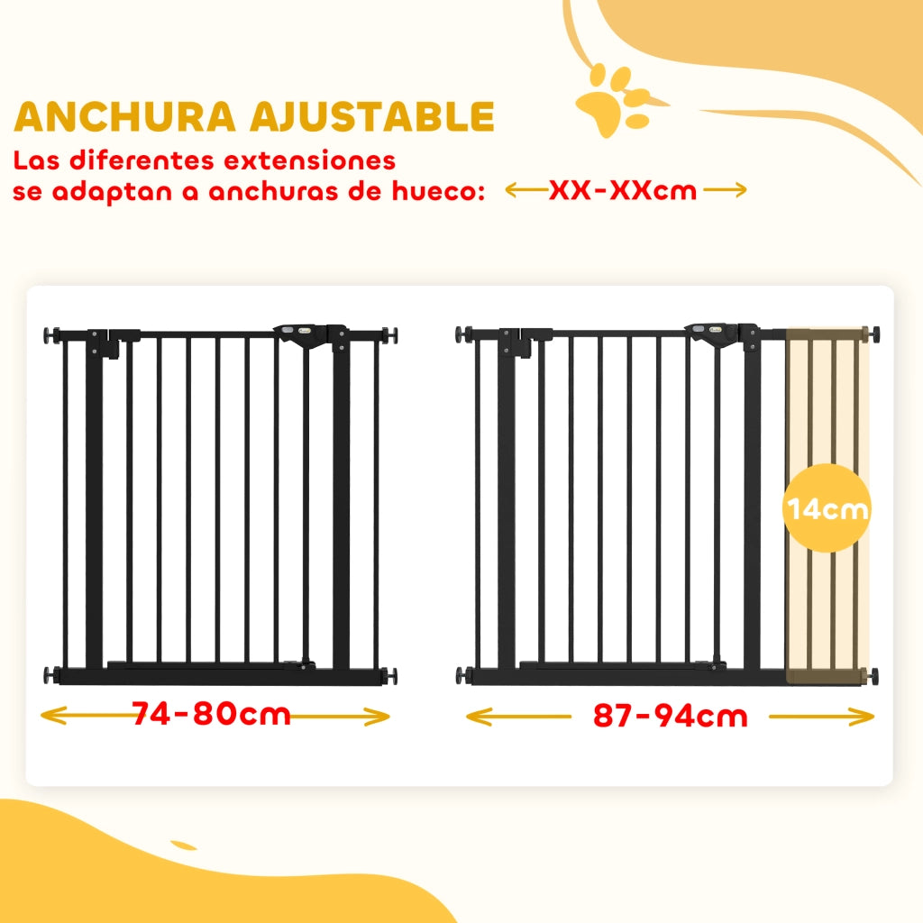 Cancello per Cani con Estensione ¨C Minimal ¨C Nero 74-94 cm