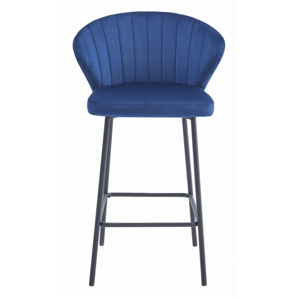 Set di 3 sgabelli bar Gatta in velluto blu e acciaio