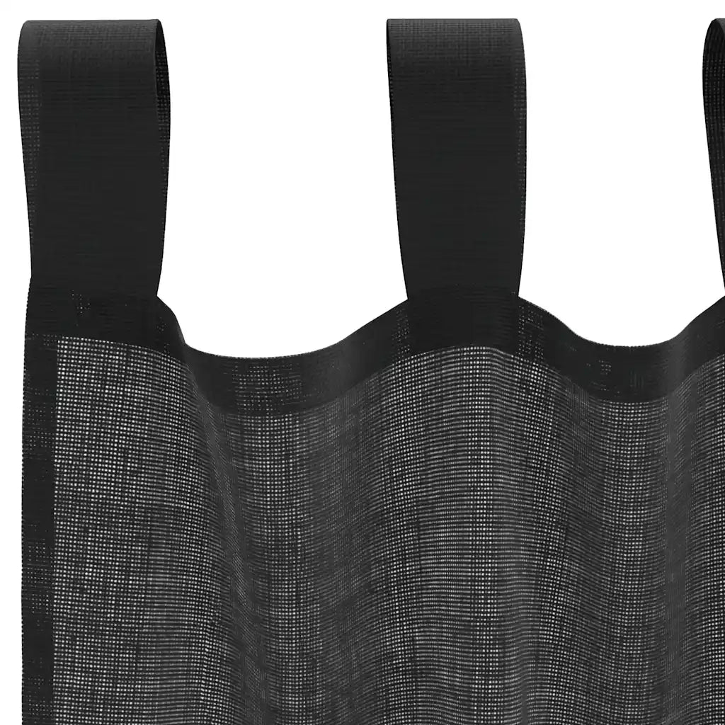 Tende in Voile con Linguetta 2 pz Nero 4102259