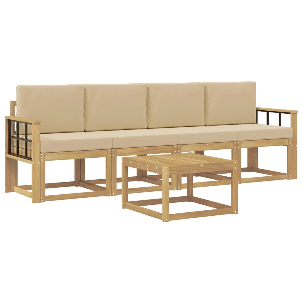 Set di divani da esterno 5 pz Bianco e Beige 3387222