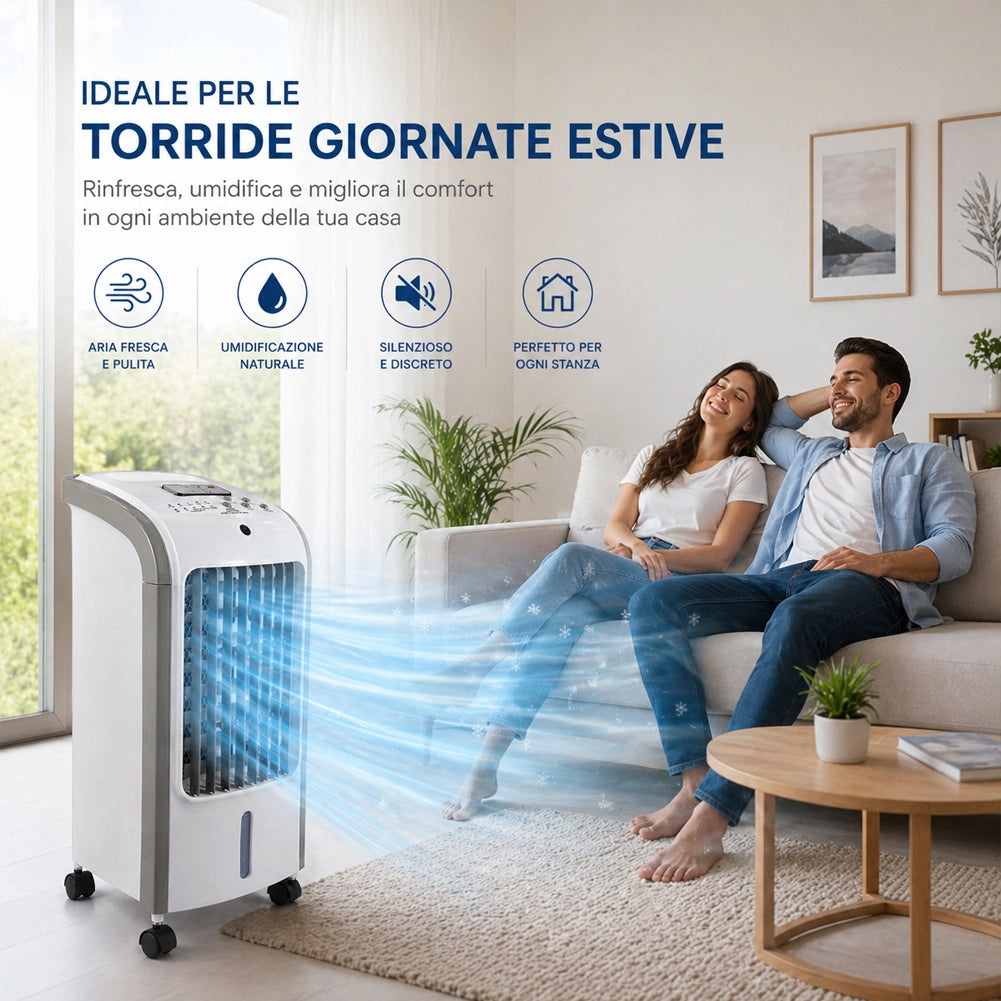 Raffrescatore Aria Air Cooler Ventilatore con Serbatoio Ghiaccio e Telecomando