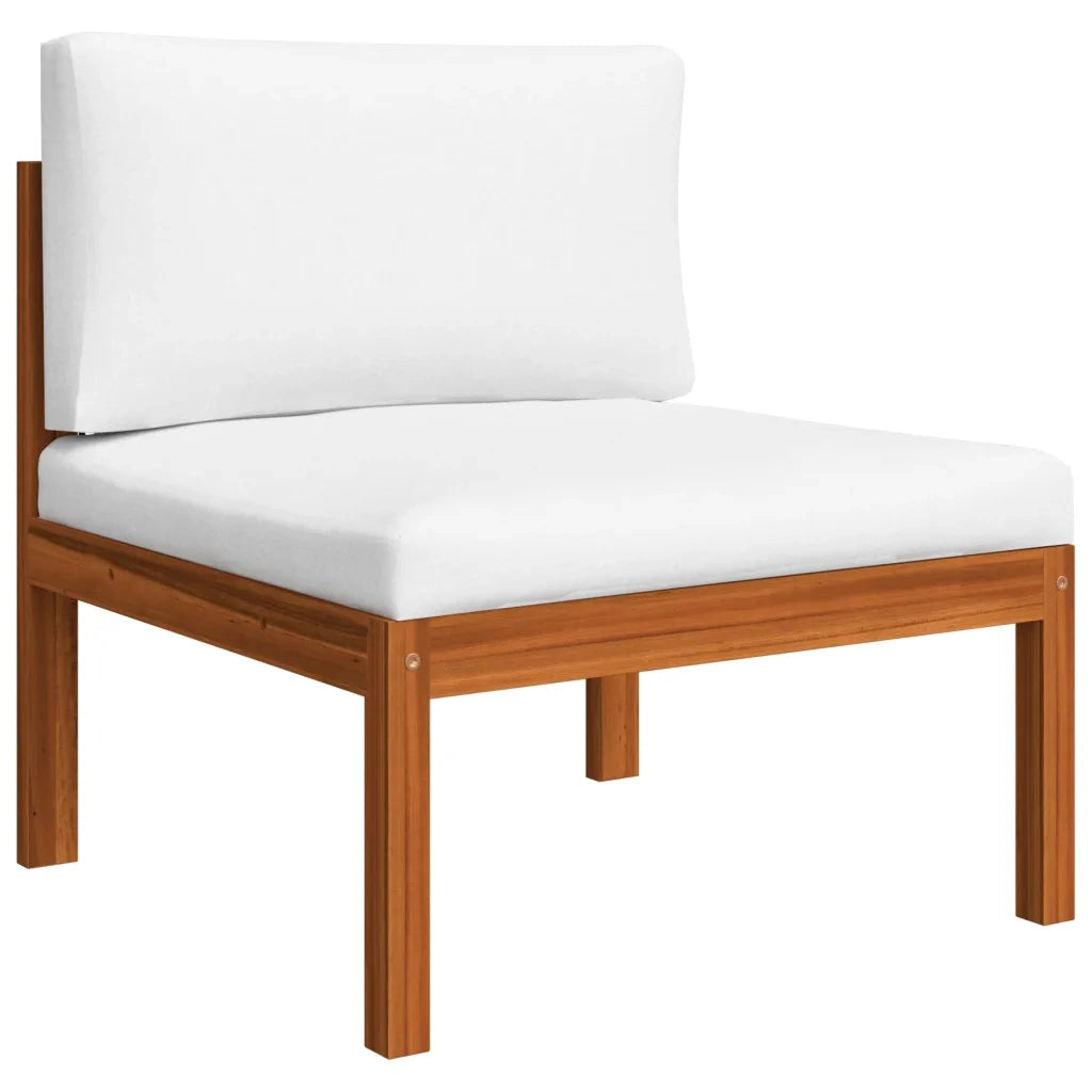 Set da giardino 5 pezzi con cuscini in legno crema, acacia e corda 3057879