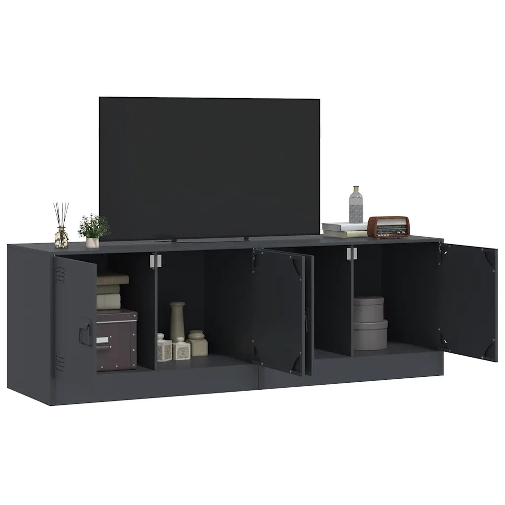 Mobili TV 2 pz-Set di 2 Credenza per TV Antracite 67x39x44 cm in Acciaio 225013