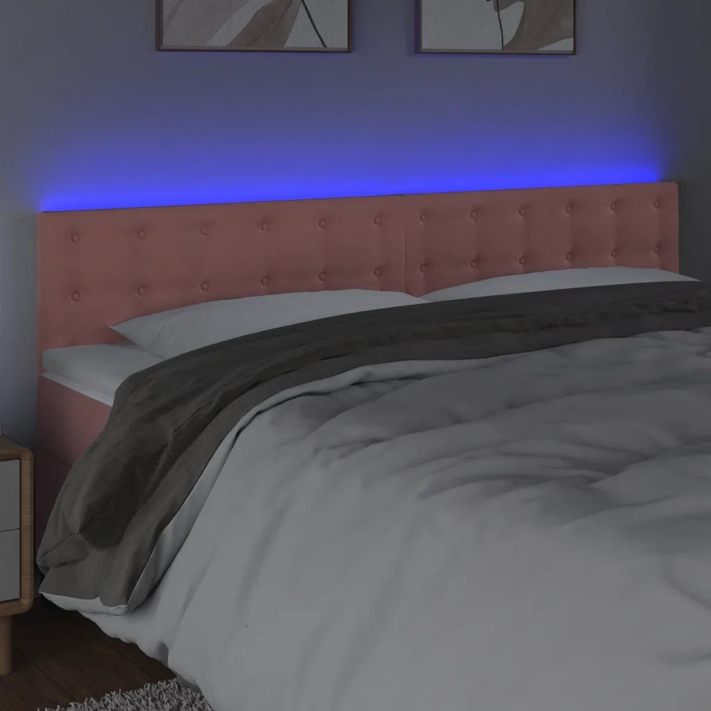 Testiera | Testata a LED Rosa 200x5x78/88 cm in Velluto