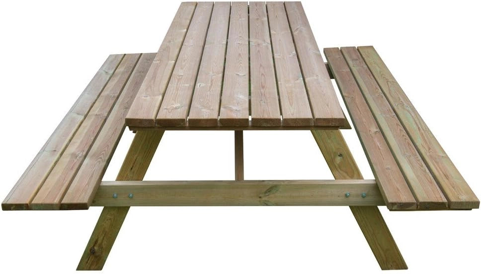 TAVOLO DA PIC NIC IN LEGNO robusto + panche sedura arredo giardino cm 180x120x70h