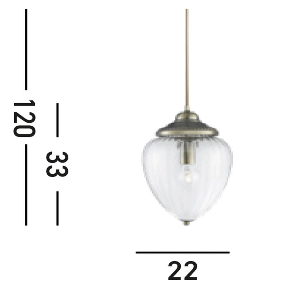 Sospensione Contemporanea Mosca Acciaio Ottone Vetro 1 Luce E27
