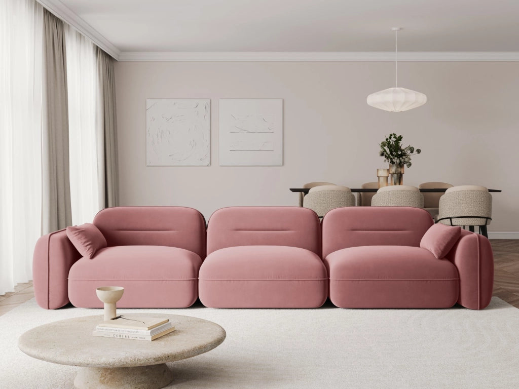 Cosmopolitan Design - Divano modulare "Sydney" 4 posti in velluto salmone 