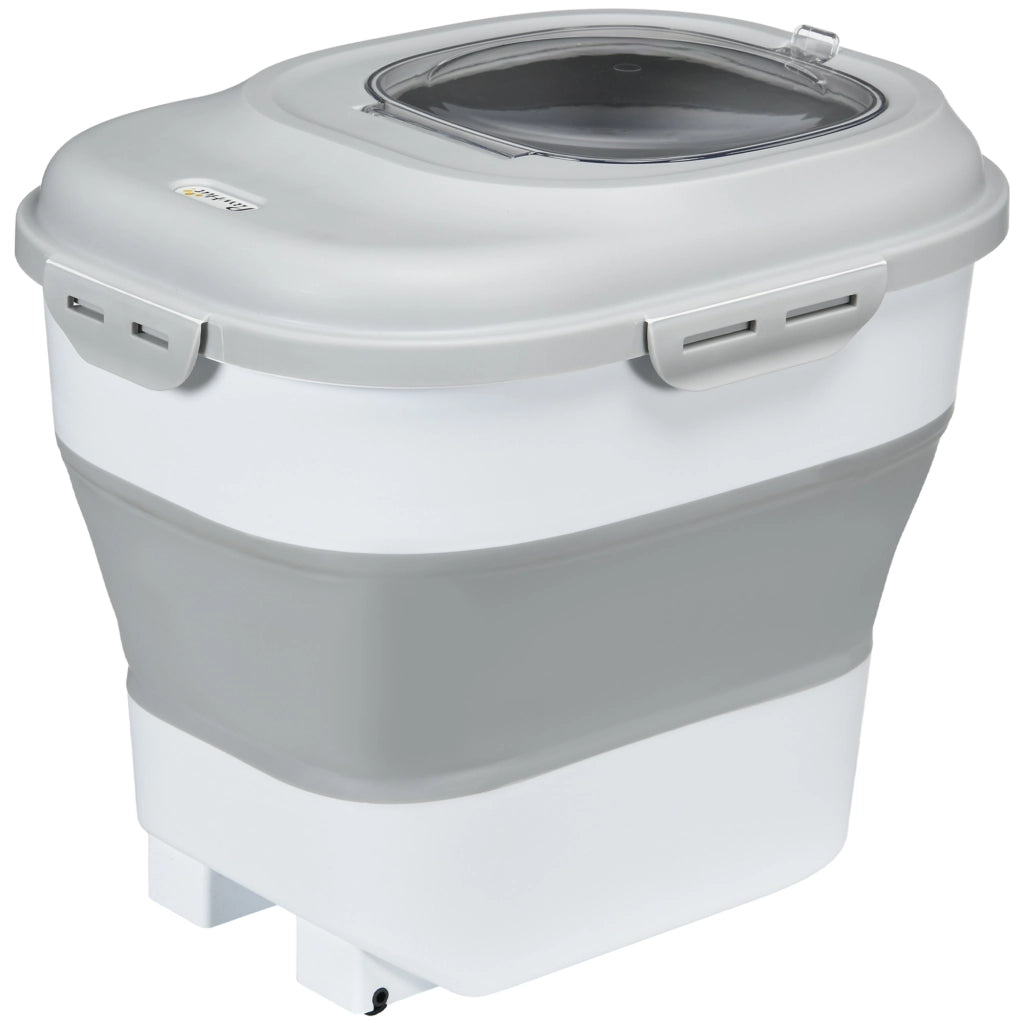 Contenitore per Crocchette Cani Pieghevole ¨C Xylo ¨C 25L Ermetico con Ruote Grigio 44x32x37cm