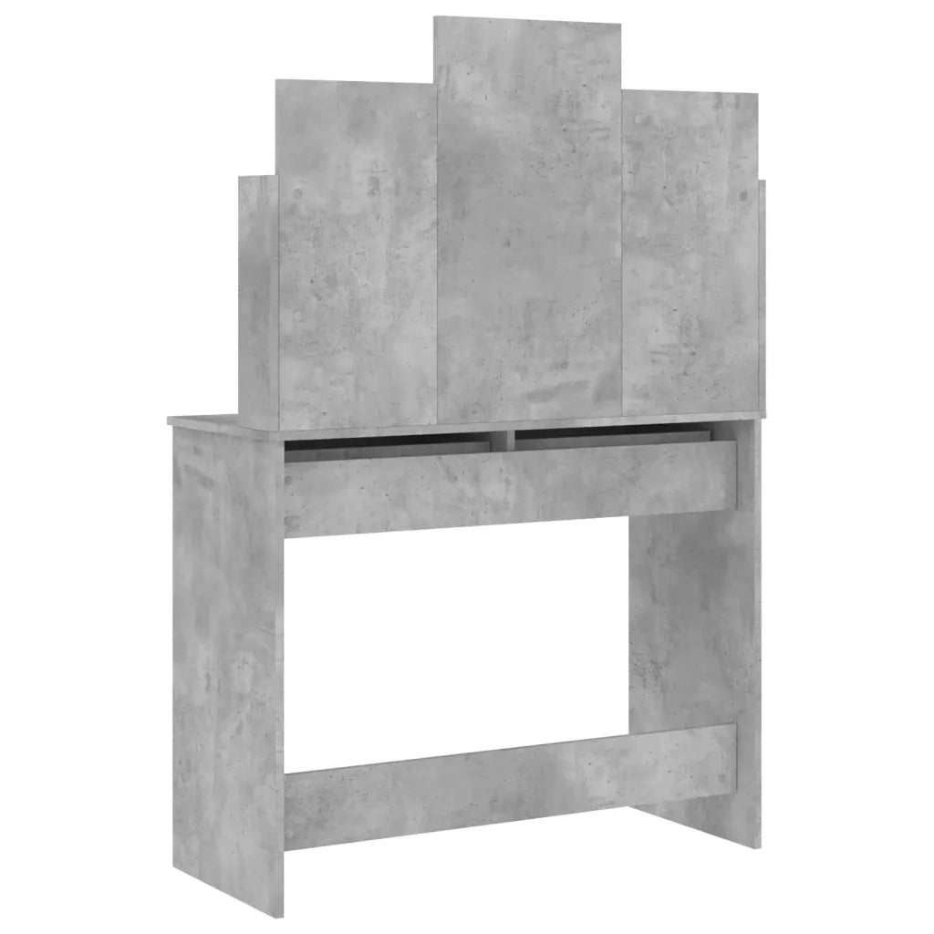 Toeletta con Specchio-Tavolo da Vanit¨¤ Grigio Cemento 96x39x142 cm