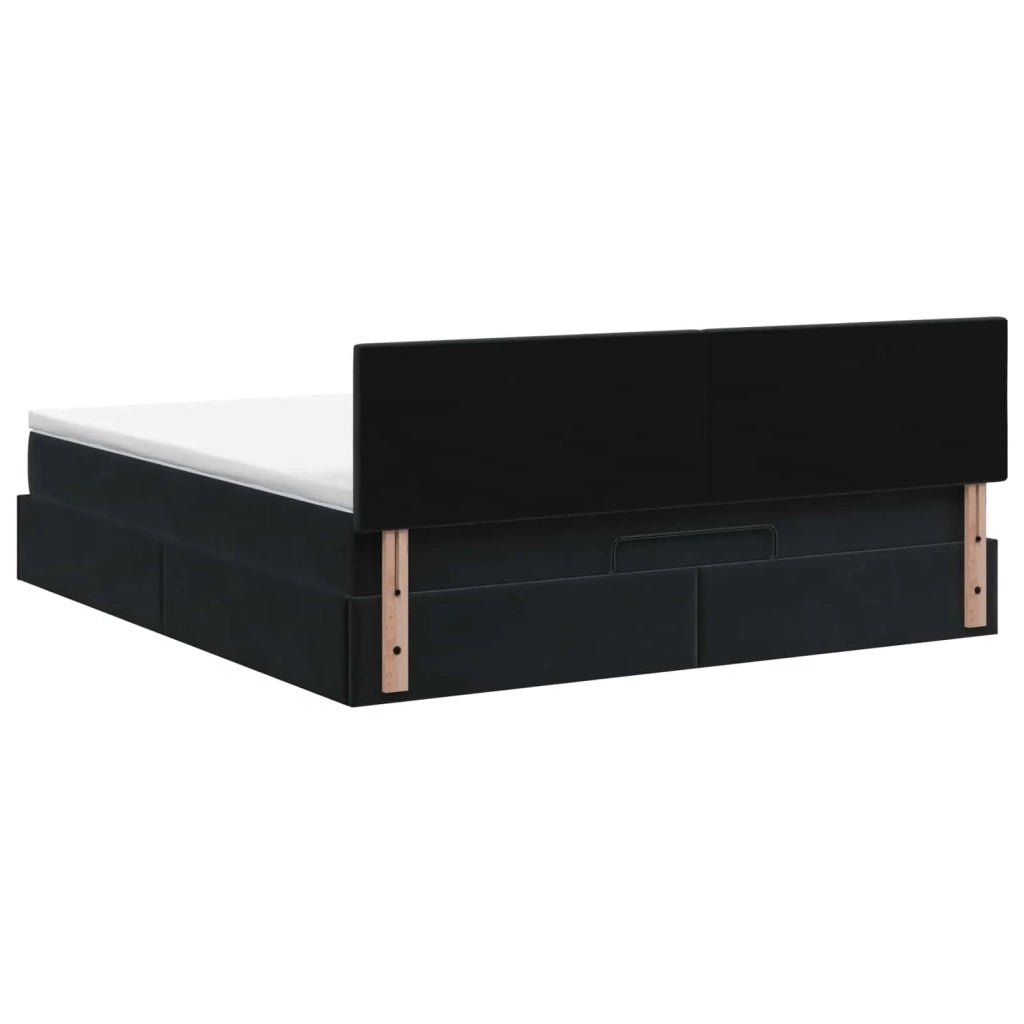 Letto Ottomano con Materasso e LED Nero 140 x 200 cm Velluto 3457073