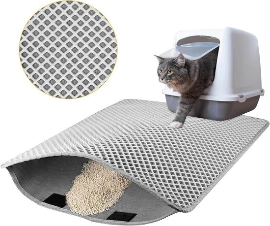 Matrice per gatto 46 x 60 cm - Mat di doppia protezione acquatica pieghevole per gatto - Grigio