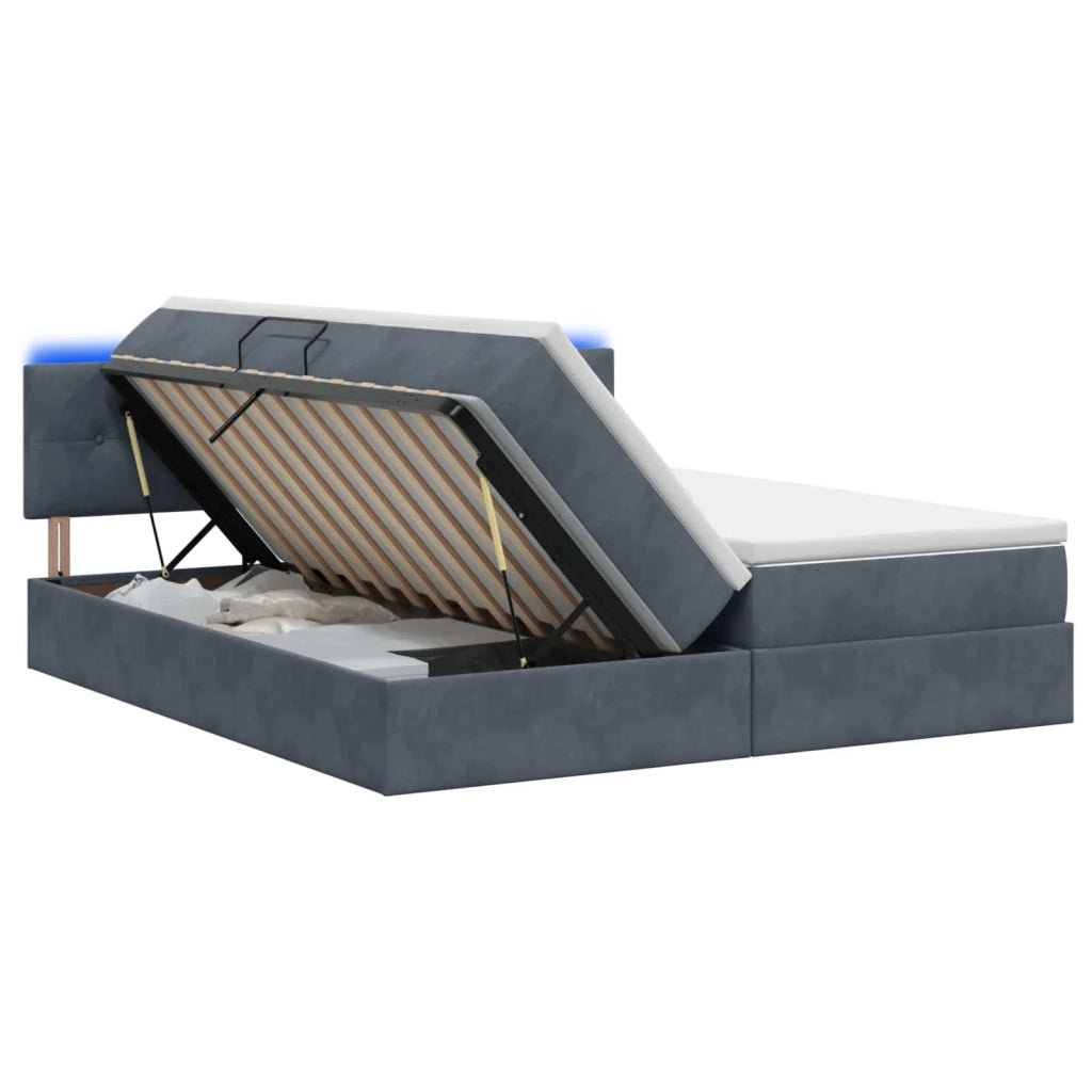Letto con contenitore LED e materasso Grigio Scuro 180 x 200 cm 3459385