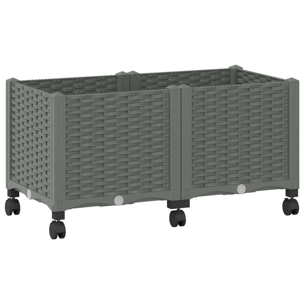 Vaso da Giardino con Ruote Grigio Chiaro 80 x 40 x 48 cm PP 3422962