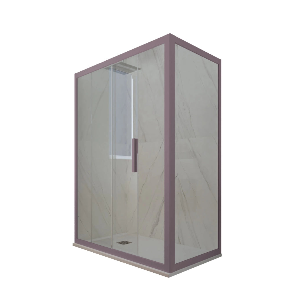Box doccia scorrevole 80x100 CM H 200 Vetro Trasparente Profilo Lavanda mod. Deco Duo