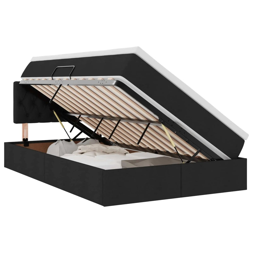 Letto con contenitore e materasso Nero 120 x 200 cm