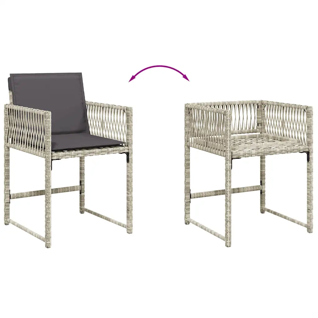 Set da Pranzo da Giardino 17pz con Cuscini Grigio in Polyrattan 3211547