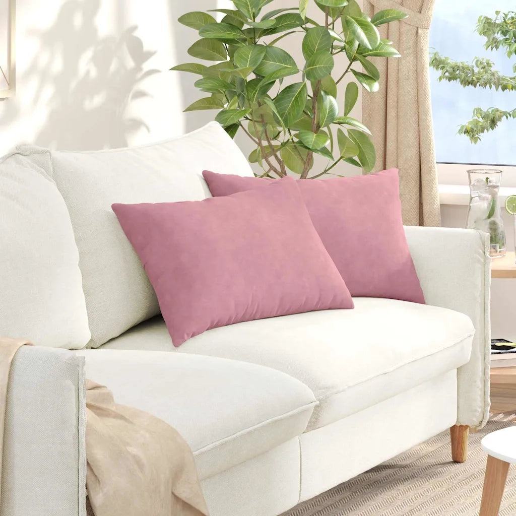 Cuscini da Divano 2 pz | Cuscini per sedie Rosa 60 x 40 cm Tessuto in Cords