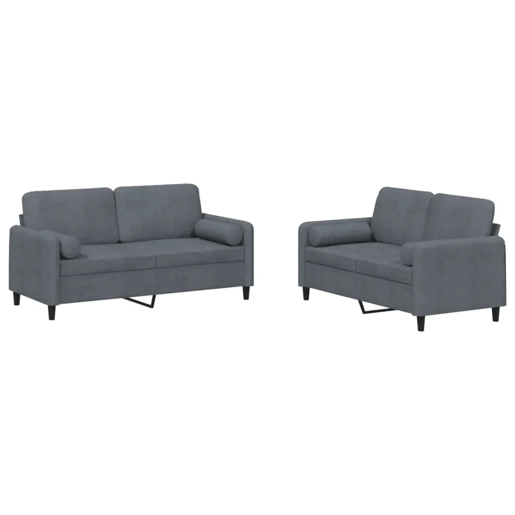 Set di Divani 2 pz con Cuscini Grigio Scuro in Velluto 3201995