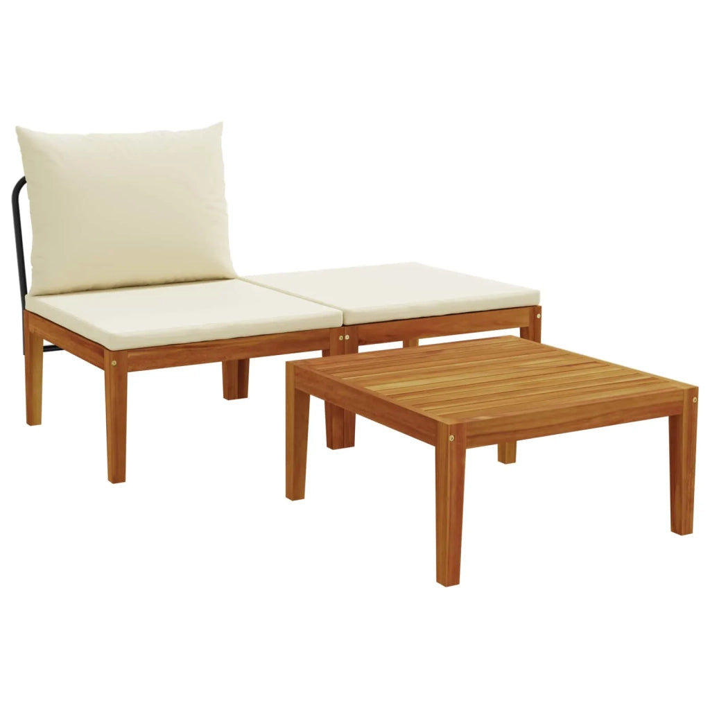 3 pcs Set da Giardino con Cuscini Naturale 42022067
