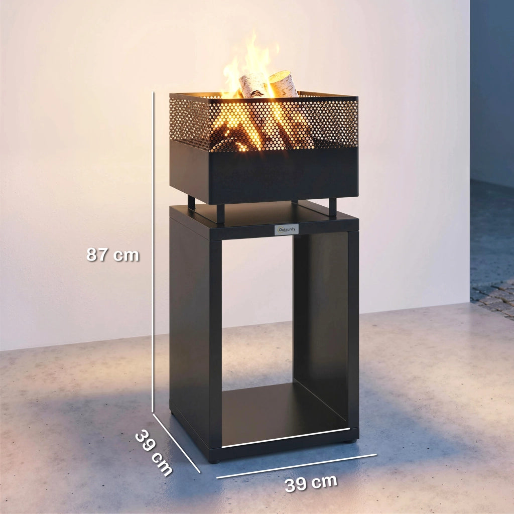 Feuerschale ¨C Minimal ¨C 39x39x87 cm, Schwarz
