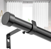 Regolatore di tenda estensibile in nero, regolabile fino a 305 cm, con fermagli e decorazioni per soggiorno, camera da letto e ufficio. Adatto per tende di 25 mm di diametro.