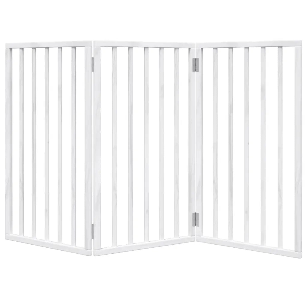 Cancelletto per cani pieghevole a 3 pannelli bianco 150 cm in legno di pioppo 352182