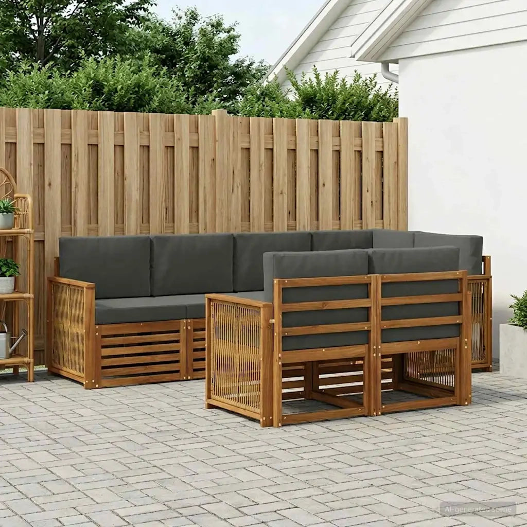 Set divano sezionale con cuscino 6 pcs Naturale e Antracite 3384478