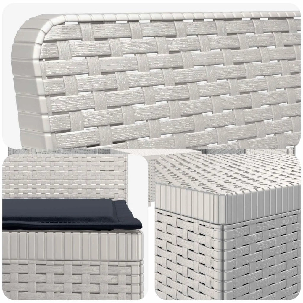 Divano da giardino 4 posti con cuscini aspetto rattan PP Bianco 3444009
