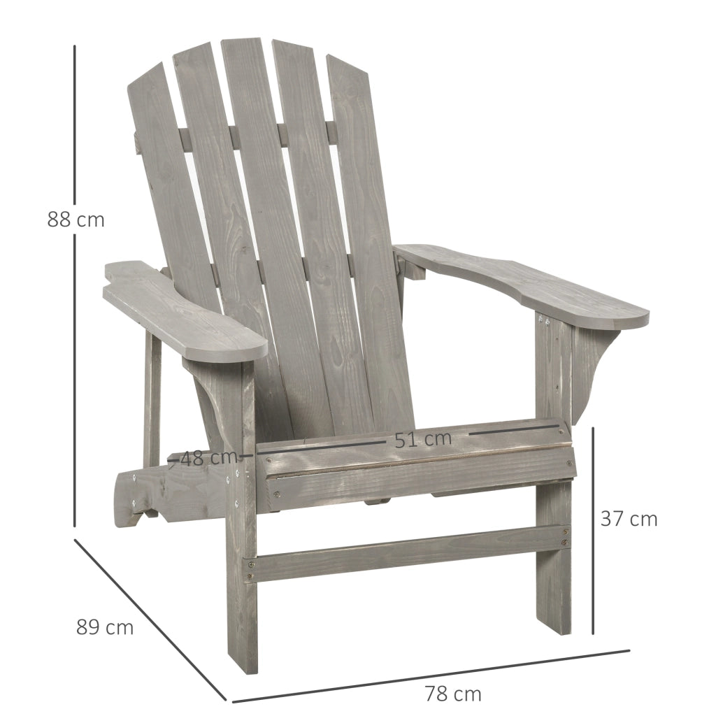 Poltrona Adirondack da Giardino ¨C Xylo ¨C Legno Massello Abete Grigio Effetto Invecchiato 78x89x88cm