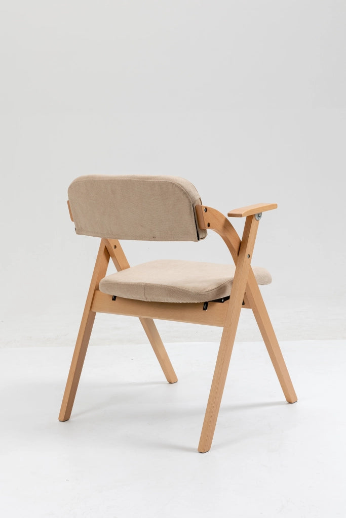 Sedie Pieghevoli con Braccioli e Seduta Imbottita, Set 2 Pezzi ¨C Xylo ¨C Legno, Beige