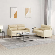 Set di Divani 2 pz con Cuscini Crema in Tessuto 3201570