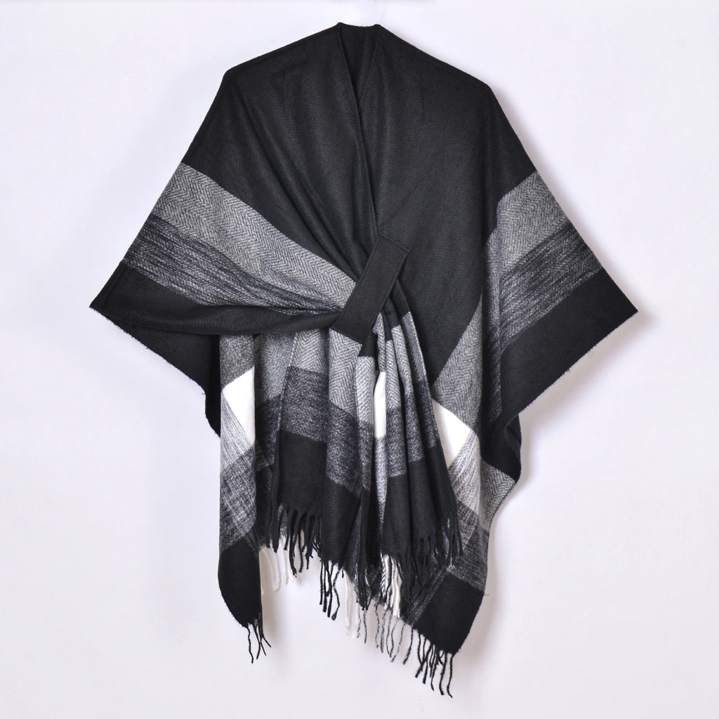 Sciarpa da donna, elegante mantello con cintura diagonale monocromatica