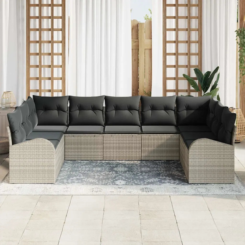 Set di divani con cuscino Grigio chiaro Rattan in Polipropilene 3346202