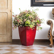Vaso Parodia Resina Quadrato Rosso H50 33x33Cm