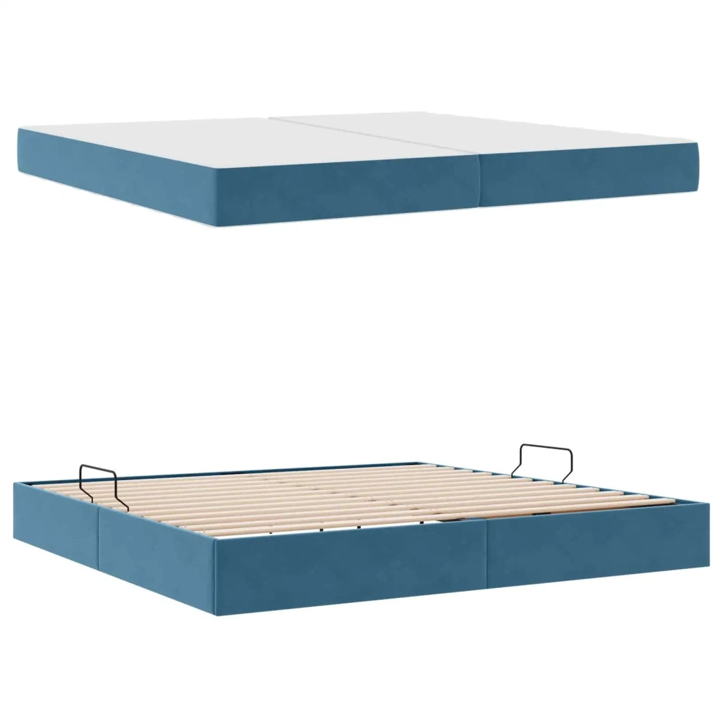 Letto con contenitore e materasso Blu Scuro 200 x 200 cm 3399746