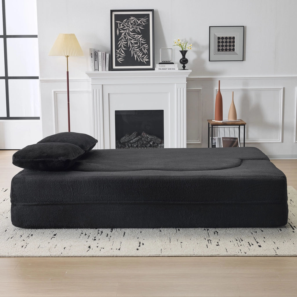 Divano Letto Pieghevole ¨C MINIMAL ¨C Nero, Flanella, Cuscini
