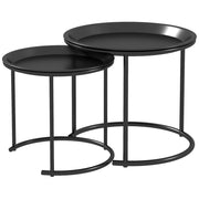 Set 2 tavolini da caff¨¨ rotondi impilabili ¨C Xylo ¨C acciaio nero ? 43 e ? 35 cm