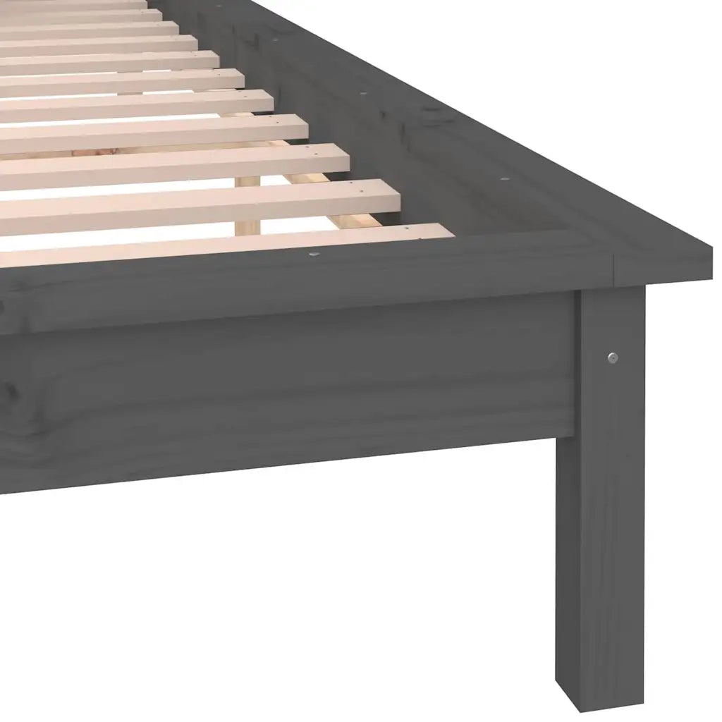 Letto matrimoniale | Letto per adulti | Giroletto LED Grigio 120x190 cm Small Double Legno Massello
