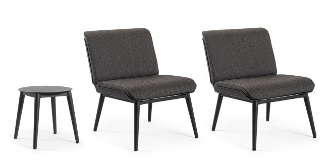 Set Tavolino e 2 Sedie da Giardino con Cuscini Isabela Antracite