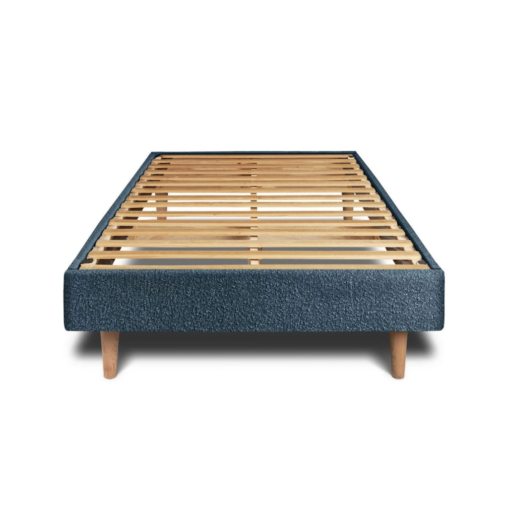 Letto 90x200 cm con testata imbottita - tessuto bouclé