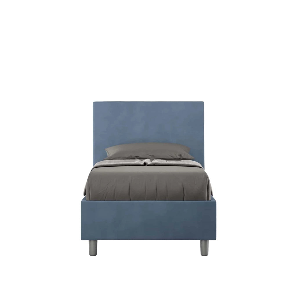 BS COM Letto singolo senza rete imbottito 90x200 microfibra blu