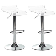 Set di 2 sedie da bar girevoli in acrilico trasparente gambe in metallo argentato regolabile in altezza stile moderno