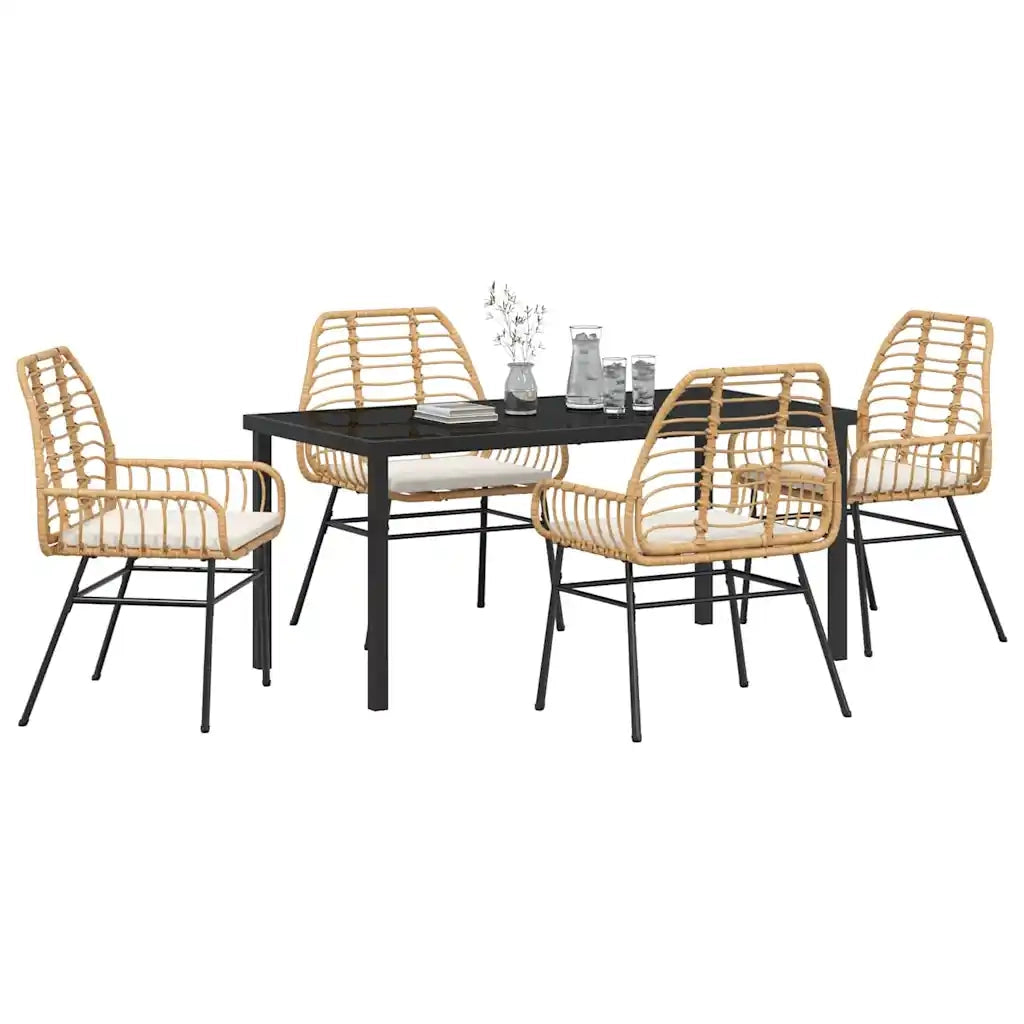 Set da Pranzo per Giardino 5 pcs Marrone polyrattan