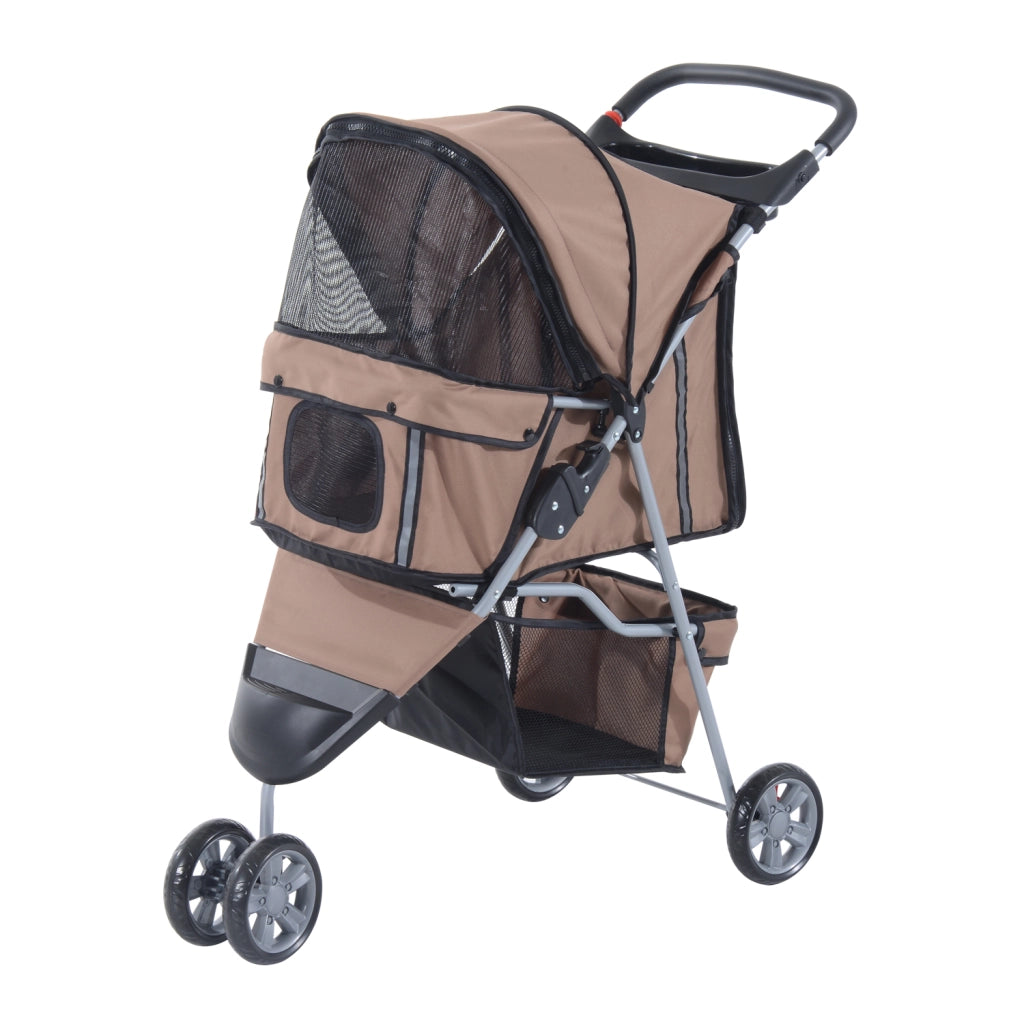 Carrello Pieghevole per Animali ¨C Minimal ¨C Marrone 75x45x97 cm
