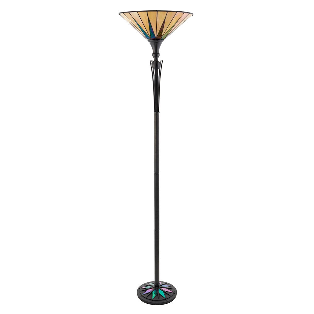 Lampada da terra vetrata Tiffany Dark Star nera E27 60W