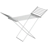 Stendino Elettrico Riscaldato con Ali Pieghevole Salvaspazio in Lega di Alluminio, 144x53x91cm, Argento