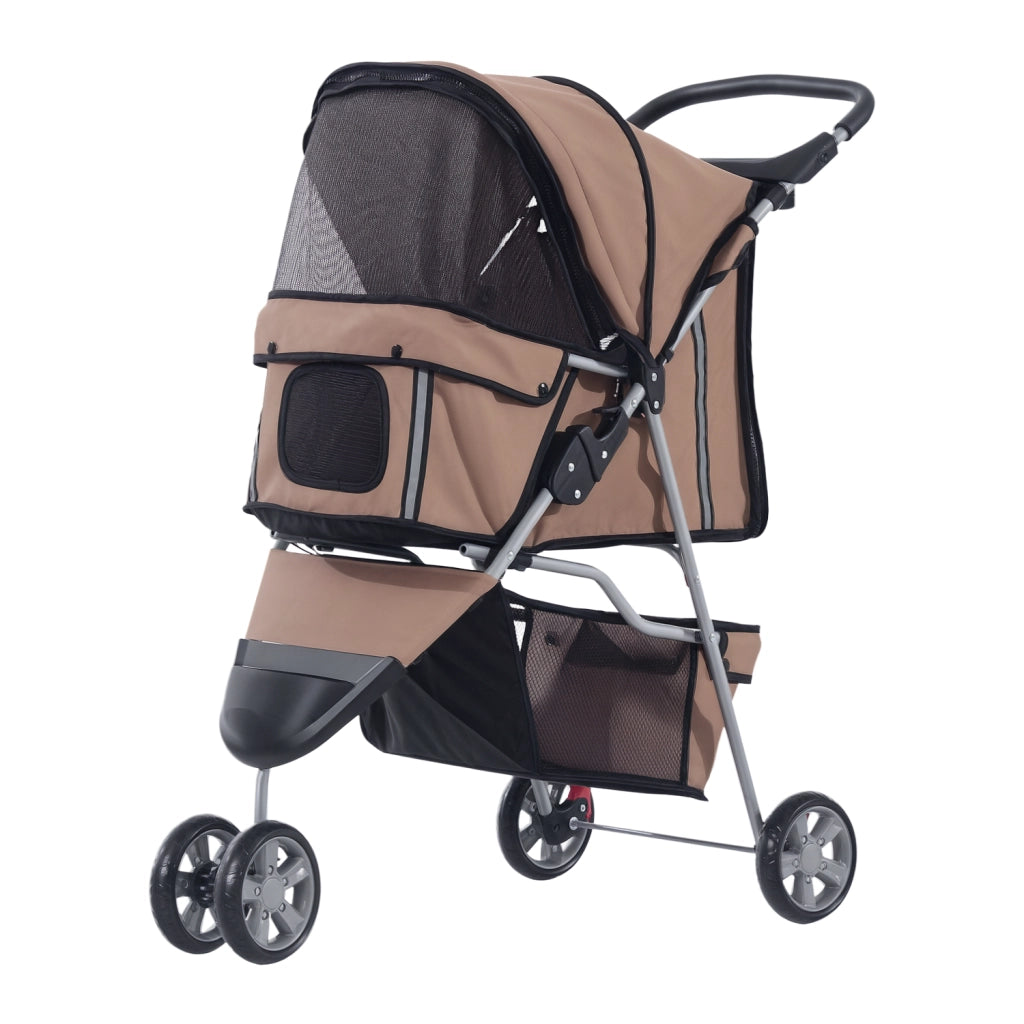 Carrello Pieghevole per Animali ¨C Minimal ¨C Marrone 75x45x97 cm