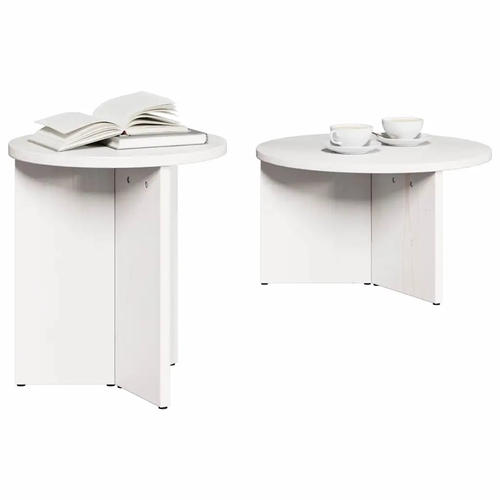 Tavolino da salotto 2 pcs Bianco Legno massello di pino 873551