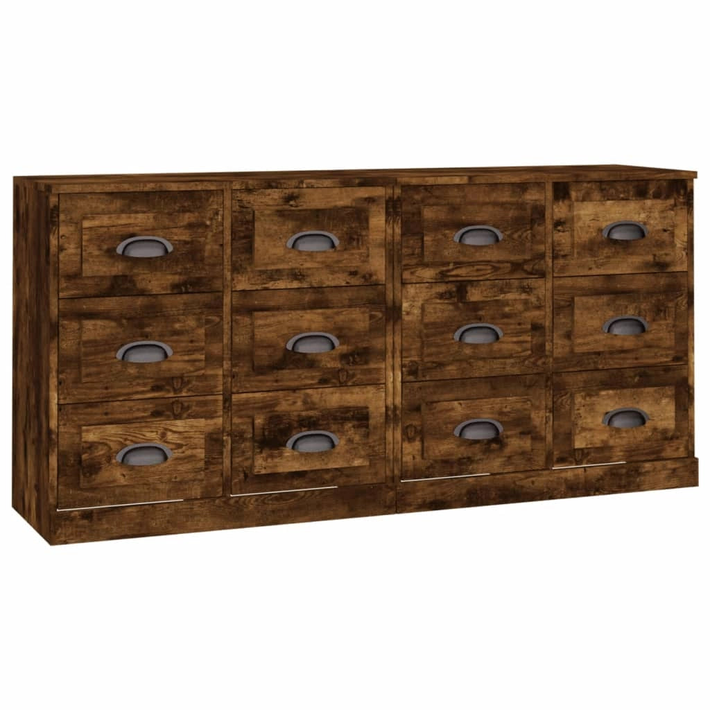 Buffet credenza cassettiera armadio mobile contenitore organizer cucina soggiorno salotti set di 2 legno ingegnerizzato marrone 02_0036751